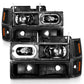 ANZO 88-98 Chevrolet C1500 Crystal Headlights Black Housing w/ Signal and Side Marker Lights