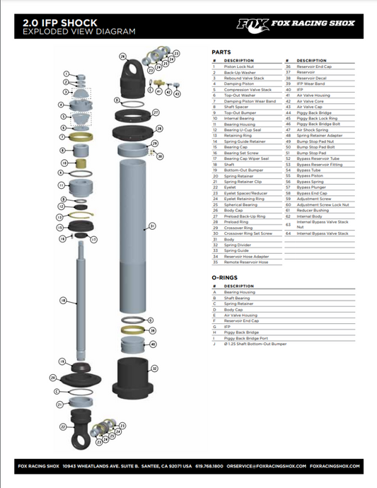 Fox (T) Preload Ring 3.250 OD Dia. 2.490 In.Din. Dia. 1.834 Bore Al 6061 Black Ano II Small Thread