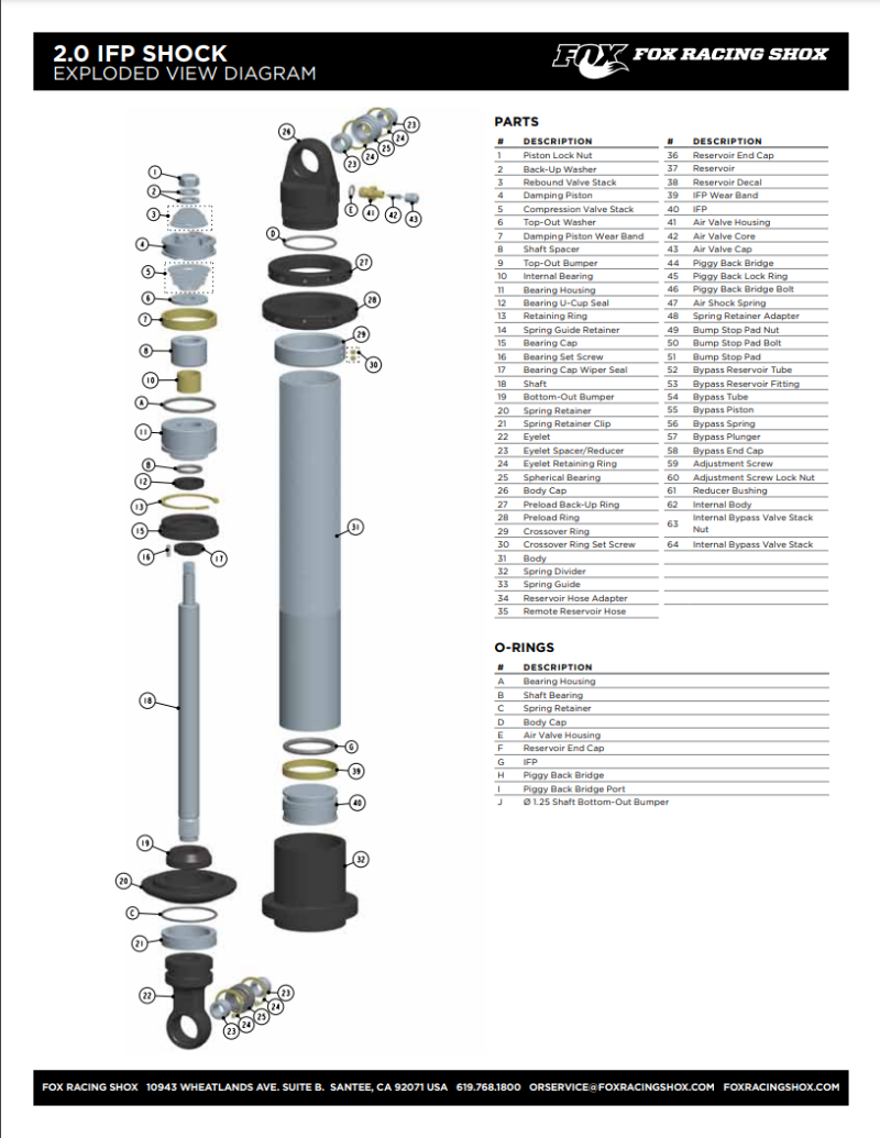 Fox Valve 0.800 OD x 0.504 ID x 0.010 TH