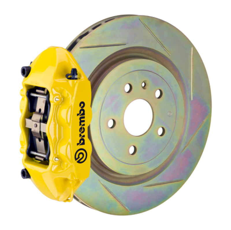 Brembo 10-15 Camaro V6 Rear GT BBK 4 Piston Cast 365x28 1pc Rotor Slotted Type-1- Yellow