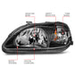 ANZO 1999-2000 Honda Civic Crystal Headlights Black