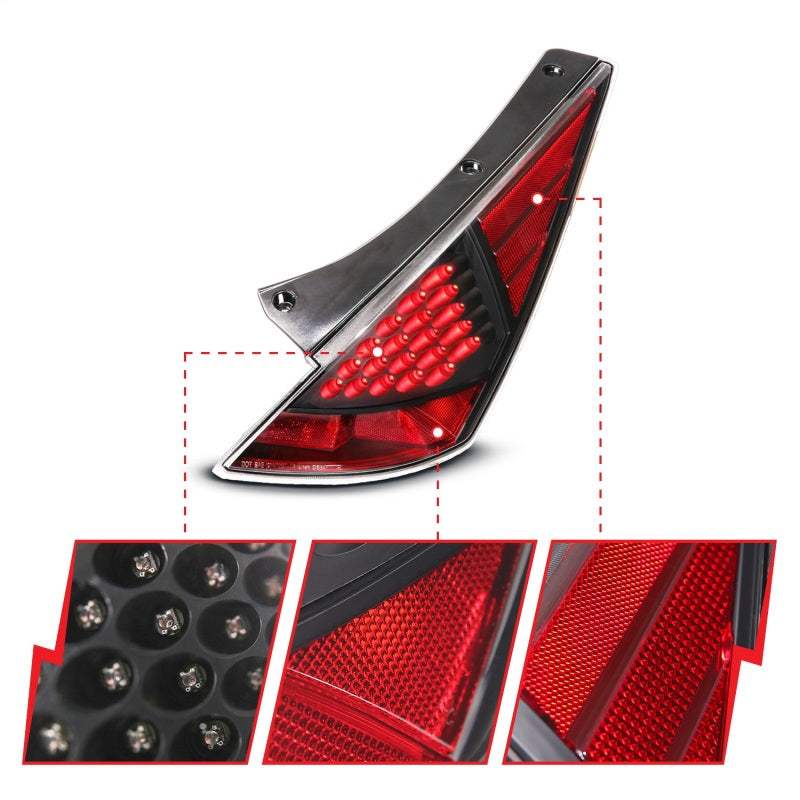 ANZO 2003-2005 Nissan 350Z LED Taillights Black