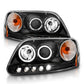 ANZO 1997.5-2003 Ford F-150 Projector Headlights w/ Halo and LED Black 1pc