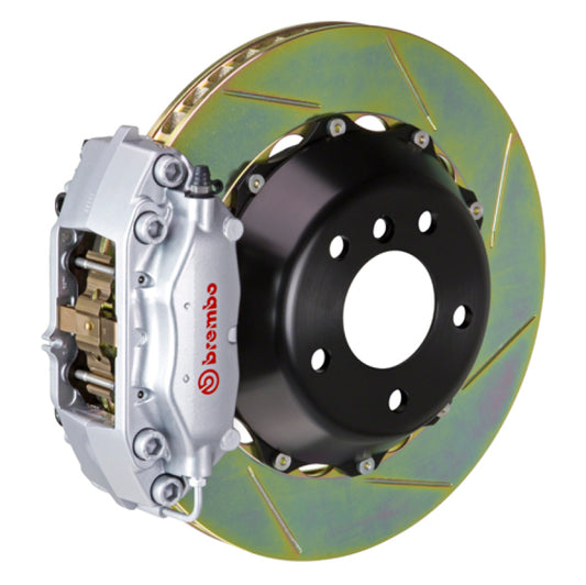 Brembo 97-04 986 Boxster Rear GT BBK 4 Piston Cast 345x28 2pc Rotor Slotted Type-1-Silver