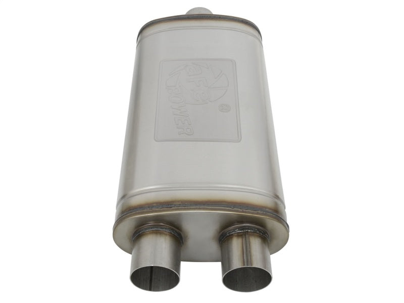 aFe MACHForce XP SS Muffler 3in Center Inlet / 3in Offset Outlet 22in L x 11in W x 6in H Body