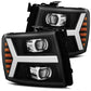 AlphaRex 07-13 Chevy 1500HD PRO-Series Proj Headlight Plank Style Matte Blk w/Activ Light/Seq Signal