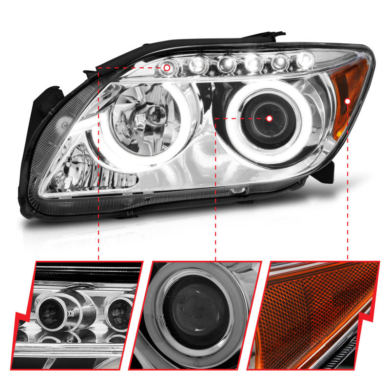 ANZO 2005-2010 Scion Tc Projector Headlights w/ Halo Chrome (CCFL)