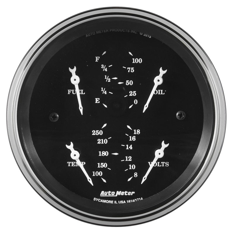 Auto Meter Gauge Quad 3 3/8in 0E-90F Elec Old Tyme Black