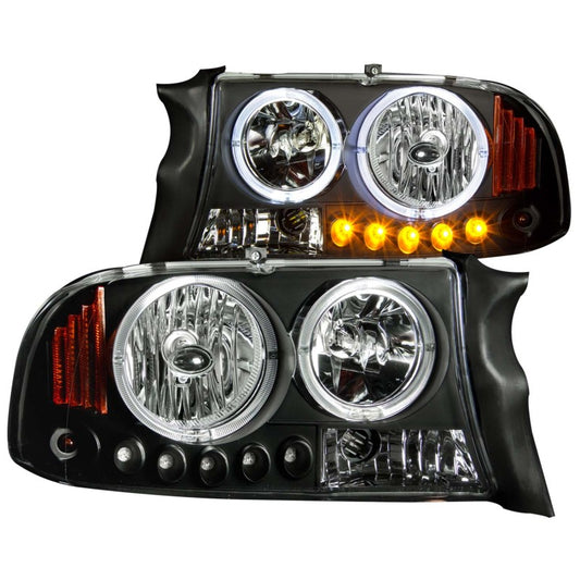 ANZO 1997-2004 Dodge Dakota Crystal Headlights Black 1pc