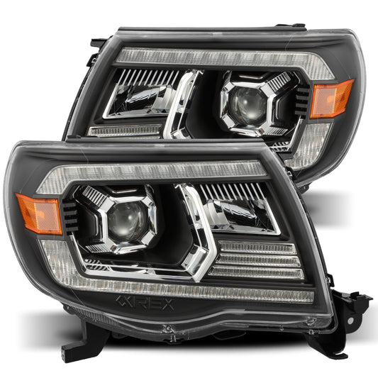 AlphaRex 05-11 Toyota Tacoma LUXX LED Projector Headlights Plank Style Black w/Activ Light and DRL