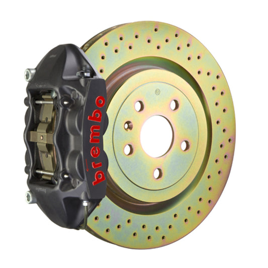 Brembo 10-15 Camaro V6 Rear GTS BBK 4 Piston Cast 365x28 1pc Rotor Drilled-Black HA