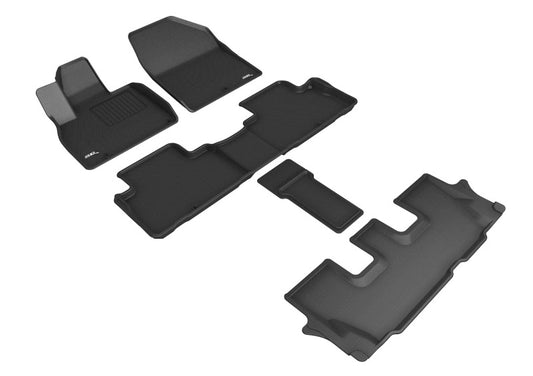 3D MAXpider 2020 Kia Telluride Kagu 1st & 2nd & 3rd Row Floormats - Black