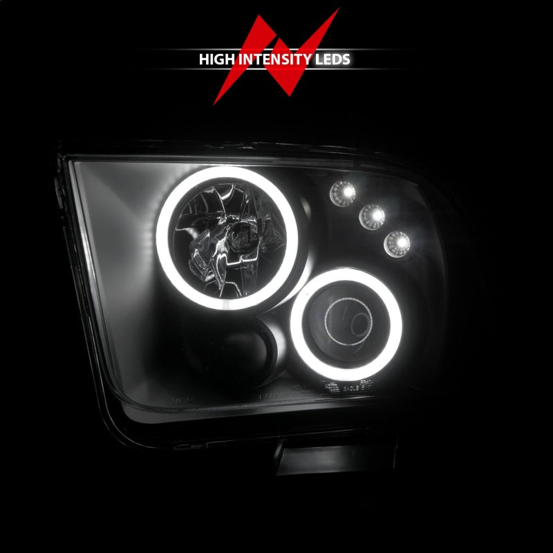 ANZO 2005-2009 Ford Mustang Projector Headlights w/ Halo Black