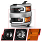 ANZO 2015-2016 Chevrolet Silverado Projector Headlights w/ Plank Style Design Black w/ Amber