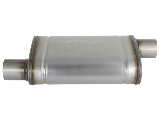 aFe MACH Force-Xp 409 SS Muffler 2.5in Offset Inlet/2.5in Offset Outlet 14in L x 9in W x 4in H Body