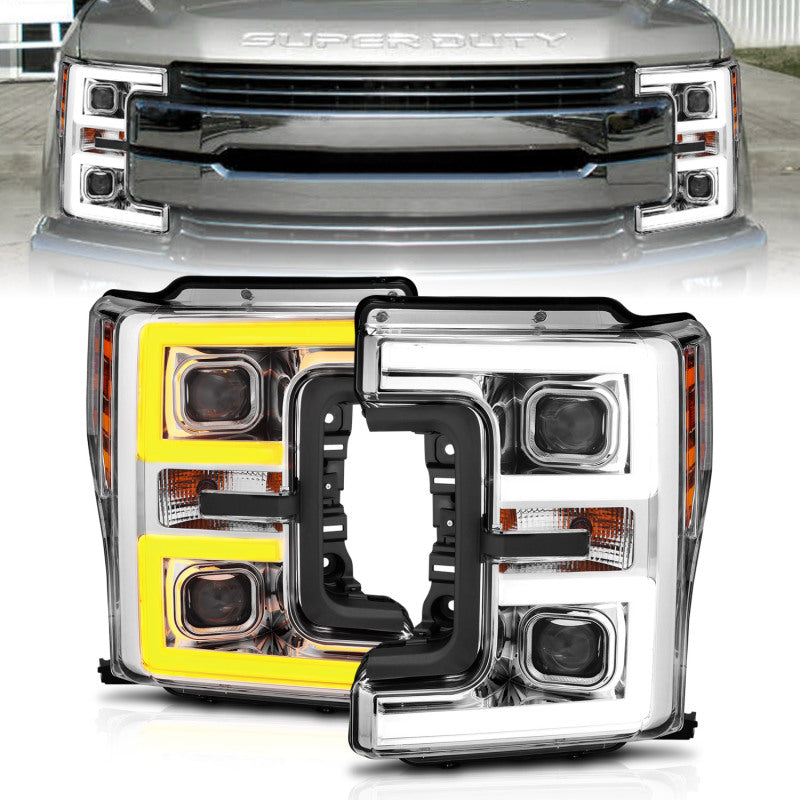 ANZO LED Headlights 17-18 Ford F-250 Super Duty Plank-Style L.E.D. Headlight Chrome (Pair)