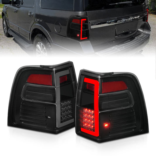 ANZO 07-17 Ford Expedition LED Taillights w/ Light Bar Black Housing Smoke Lens